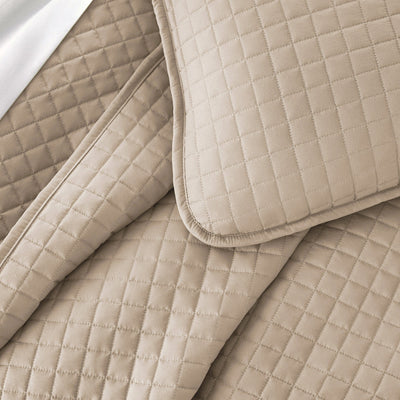 Detailed Stitching of Vilano Oversized Quilt Set in Soft Sand #color_vilano-soft-sand