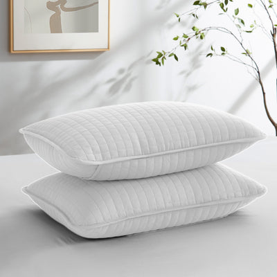 Two Vilano Quilted Shams in White Stack Together#color_vilano-bright-white