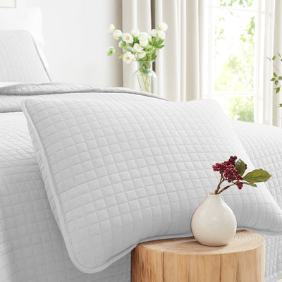 Close Up View of Vilano Quilted Shams in White#color_vilano-bright-white