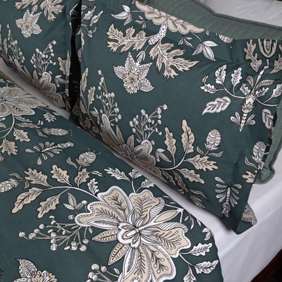 Top View of Vintage Garden Duvet Cover Set in Smokey Blue#color_vintage-smokey-blue
