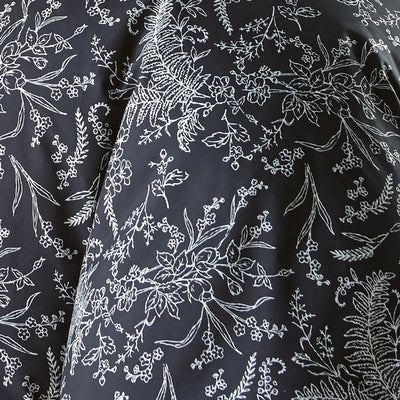 Details and Print Pattern of Winter Brush Reversible Duvet Cover Set in Black#color_winter-brush-black