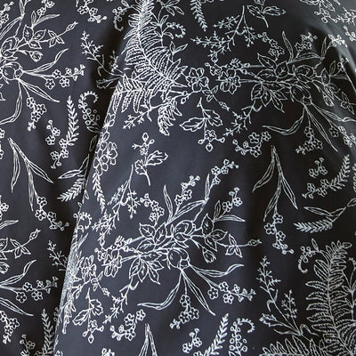 Details and Print Pattern of Winter Brush Reversible Comforter Set in Black#color_winter-brush-black