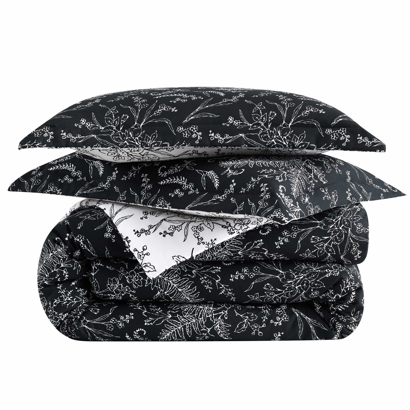 Winter Brush Reversible Comforter Set in Black  Stack Together#color_winter-brush-black