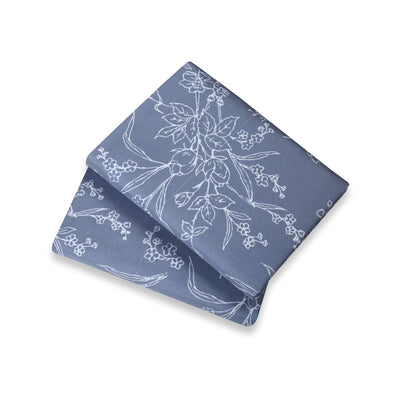 Winter Brush Sheet Set in Blue Stack Together#color_winter-brush-blue-with-white-flowers