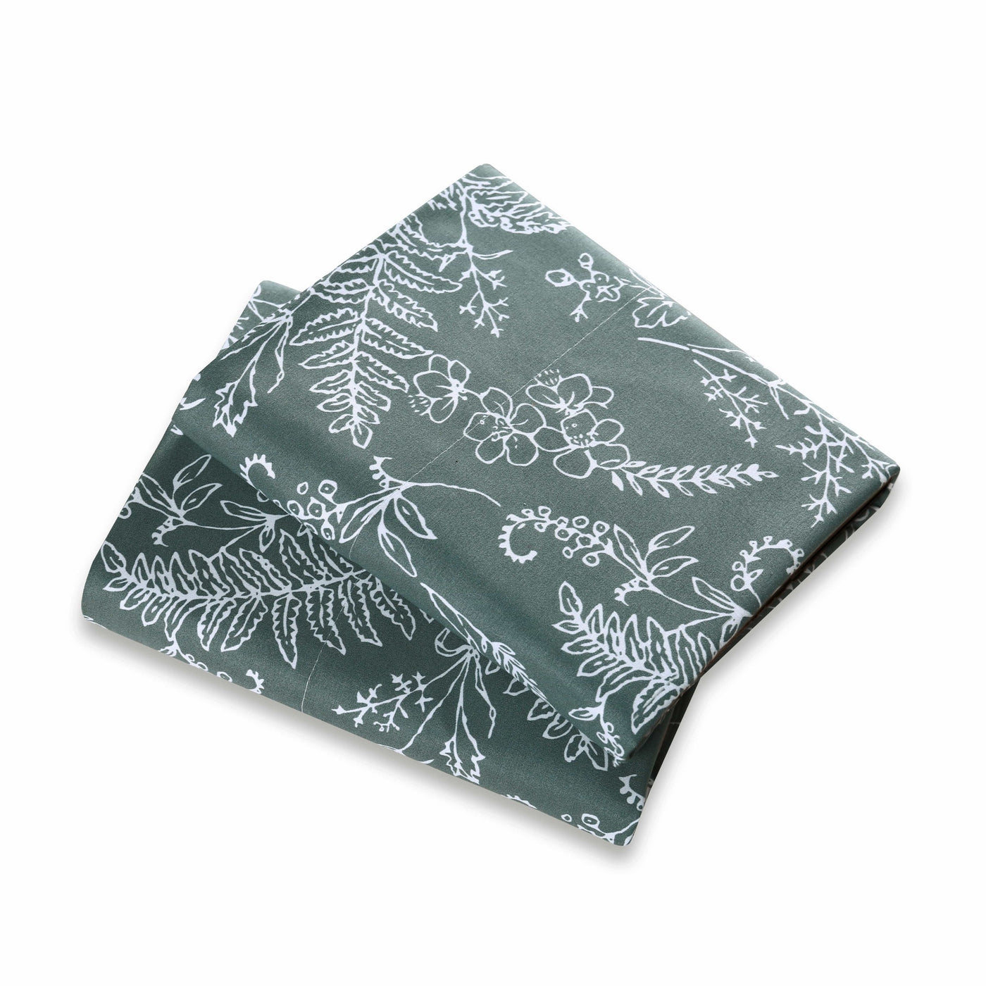 Winter Brush Sheet Set in Teal Stack Together#color_winter-brush-teal-with-white-flowers