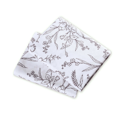 Winter Brush Sheet Set in White and Warm Sand Flowers Stack Together#color_winter-brush-white-with-warm-sand-flowers